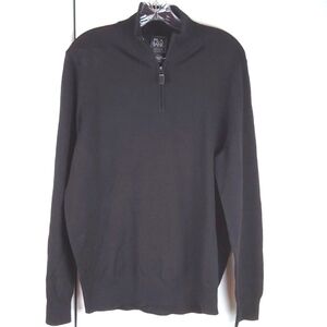 Jos A.Bank| Mens Black Quarter Zip Sweater  Merino Wool Neutral Preppy Sz.M